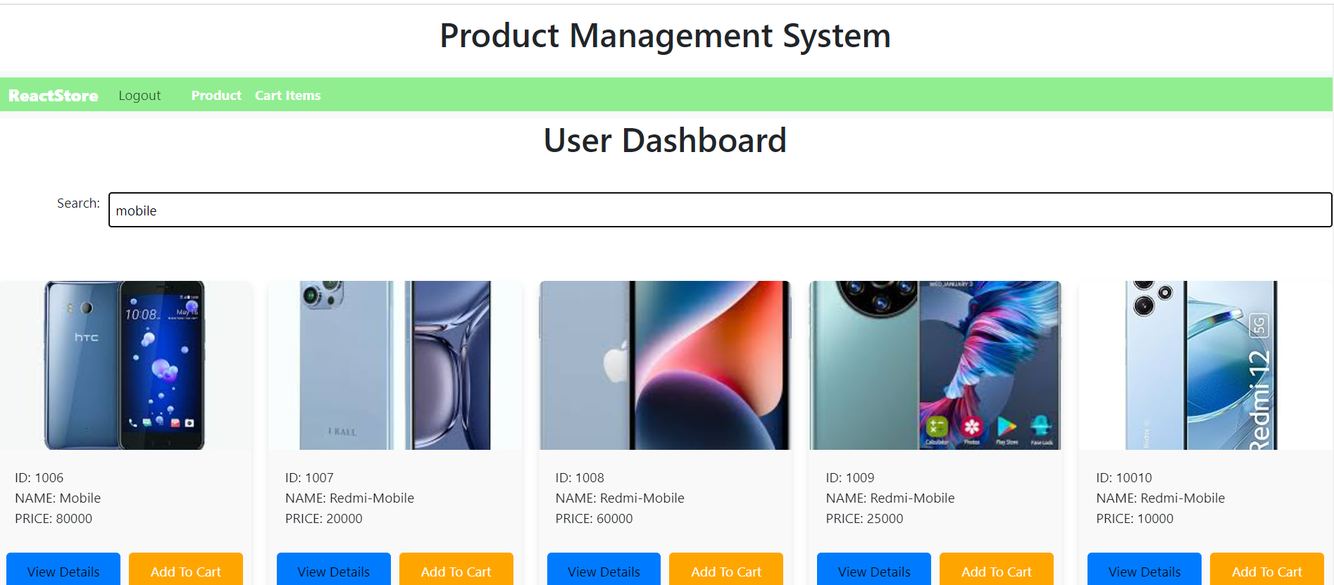 Filter -Search functionality