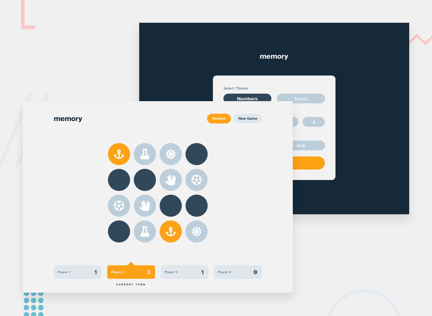Design preview for the Memory game coding challenge