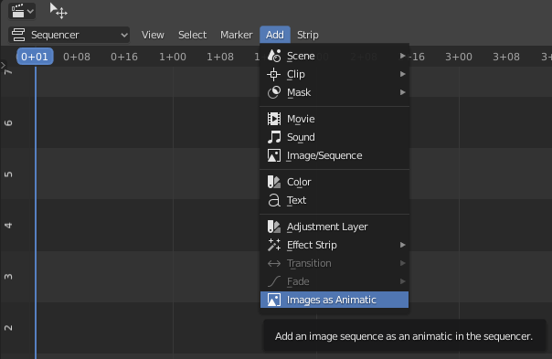 Animatic Video Sequencer menu location