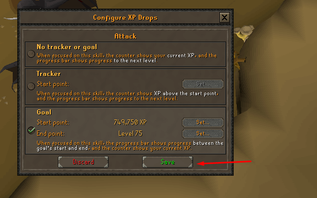 Saving level goal changes