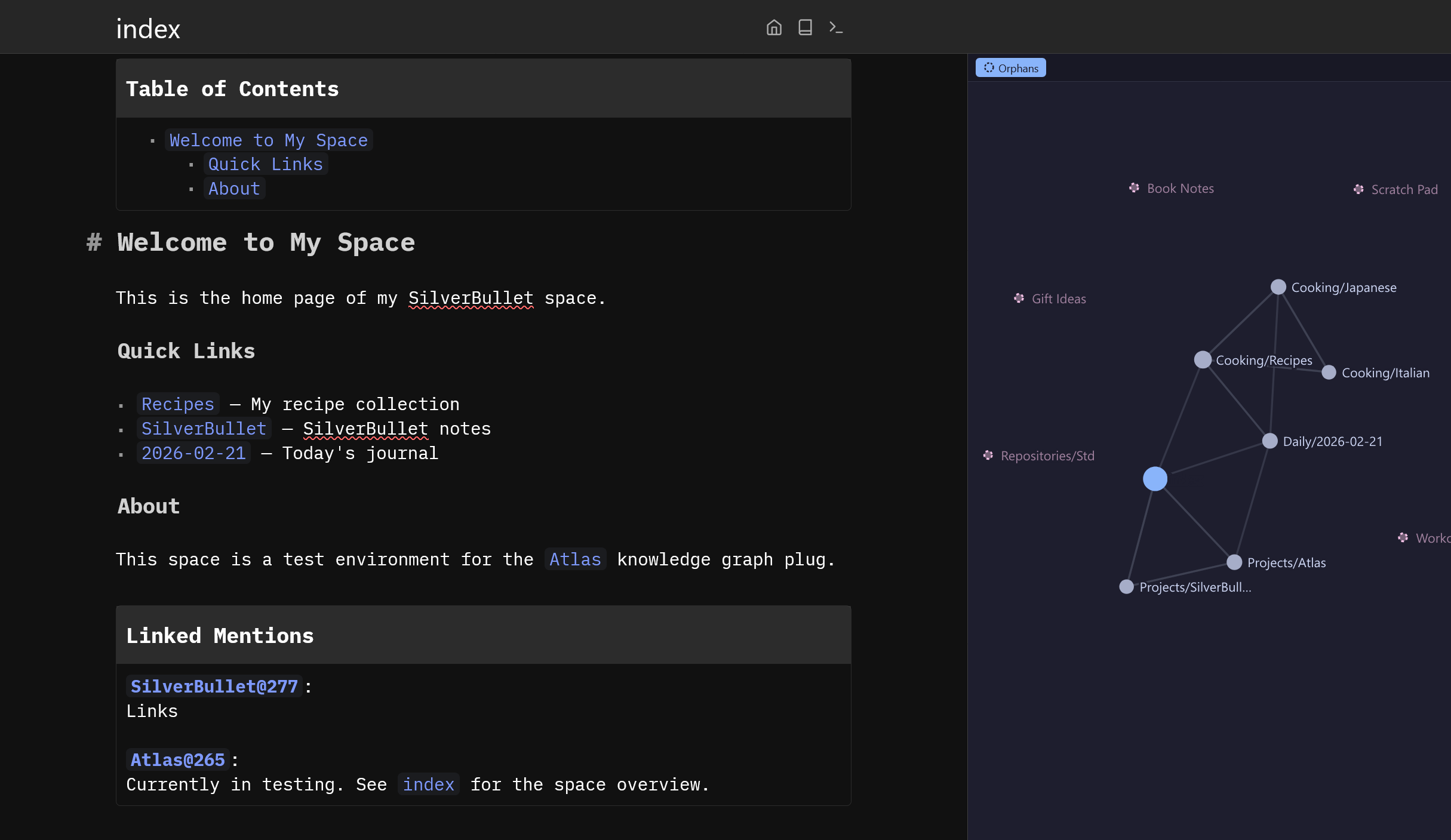 Atlas in dark mode