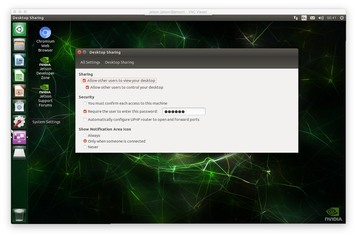 Jetson enable desktop sharing