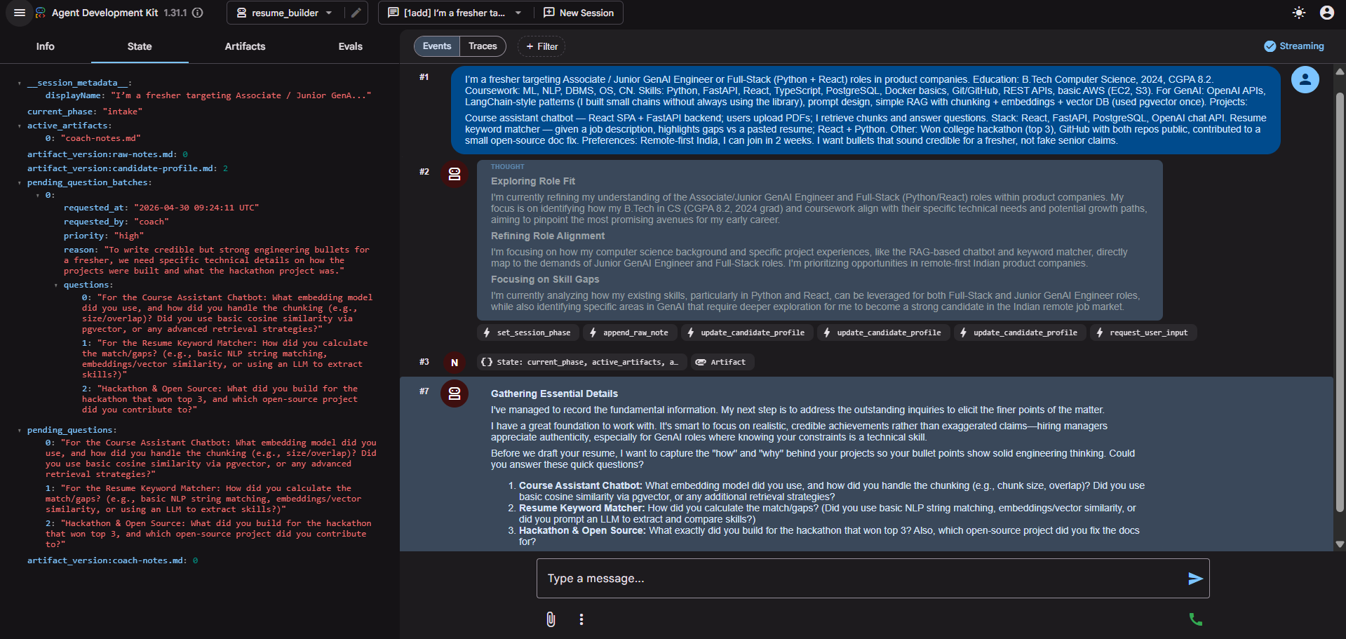 First-time interaction: user provides role, background, and constraints